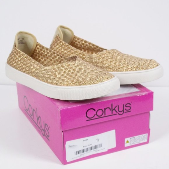 Corkys Shoes Corkys Pump Woven Elastic Memory Foam Flat Rose Gold